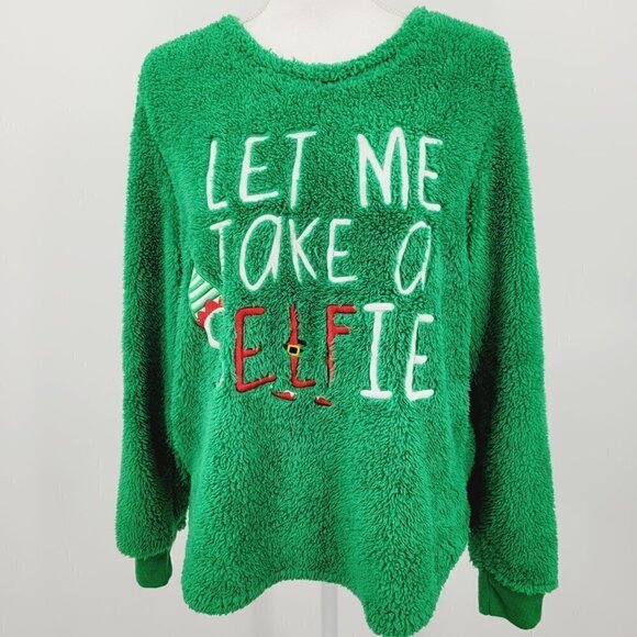 Cozy Sleep Set "Let Me Take A Selfie" Fleece Top & Pants - Picture 5 of 11